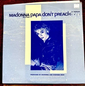 MADONNA MISPRESSED PAPA DON'T PREACH WET LOOK DROPS PROMO CUSTOM 12" BLUE SLEEVE - Picture 1 of 9