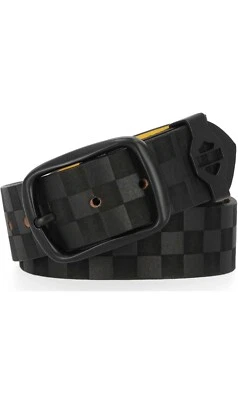 Cinturón de cuero Harley-Davidson Checkerboard Bar & Shield para hombre, negro talla 42 Foto 1 de 4