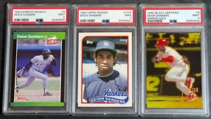 Lot of (3) Deion Sanders PSA 9 1989 Donruss Rookies Topps Traded Mirror Gold NEW - Picture 1 of 8
