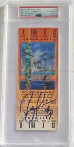 2001 Super Bowl XXXV Full Orange Ticket Baltimore Ravens Ray Lewis Auto PSA 10 - Picture 1 of 2
