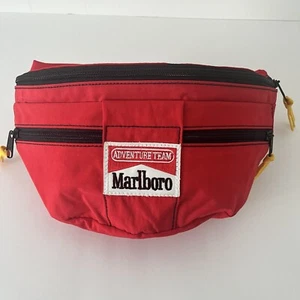 Vintage 1990s Red Marlboro Adventure Team Fanny Pack Retro Outdoor Waist Bag - Picture 1 of 10