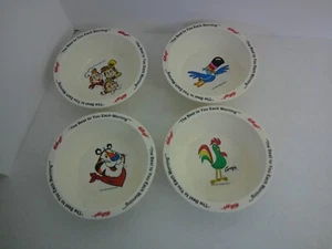 Set 4 Kellogg's Melamine Cereal Bowls Tony Tiger Rooster Toucan Rice Crispy - Picture 1 of 3