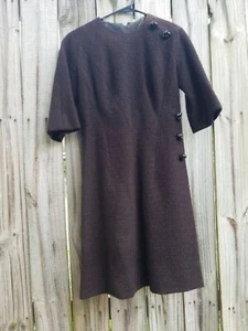 Vintage halle bros. Co dress -womens Brown Dress - Sz 12 Womens Vintage Dress - Picture 1 of 11