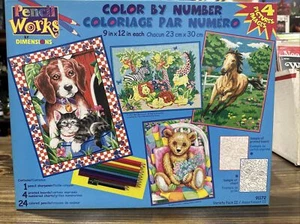Pencil Works Color By Number Kit 9"X12" 4/Pkg Variety Pack II 91172 - Picture 1 of 2