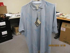 NWT CUTTER & BUCK MEN'S QUICK DRY GOLF POLO--BLUE FLORAL--LARGE - Picture 1 of 4