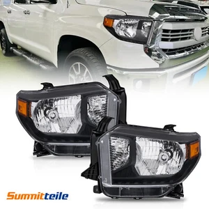 Faros delanteros halógenos negros izquierdo y derecho para Toyota Tundra 2014-2021 - Imagen 1 de 9
