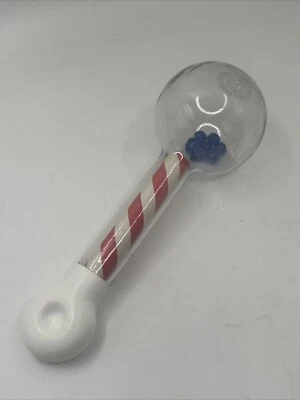 Винтажный Johnson & Johnson пластиковый погремушка красная полоса синий Swirly бисер - Изображение 1 из 4