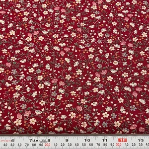 Vintage Joan Kessler Concord Florals Burgundy Cotton Fabric 1.75 Yards x 44" - Picture 1 of 3