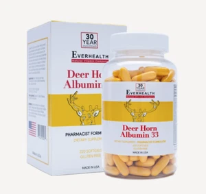 Everhealth Vital Hirschhorn Albumin 33 - enthält 33 Zutaten (220 weiche Gele) - Bild 1 von 4