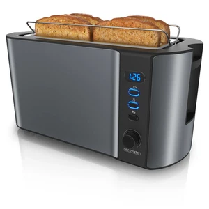 Arendo Frukost 4 Scheiben Toaster Display Auftaufunktion Warmhalten Edelstahl - Bild 1 von 7