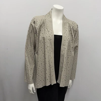 Jaqueta de couro vegana Planet by Lauren G cinza acastanhado furos nova com etiquetas $288,00 tamanho 1 - Imagem 1 de 4