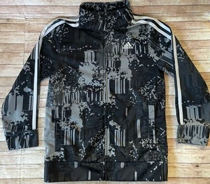 Adidas Track Jacket Youth Size 7 Gray Camo Full Zip Lightweight Lined Shirt - Picture 1 of 4