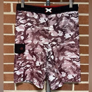 Swim Trunks Boys OP Sz Large Red Fish Camouflage Print Board Shorts Drawstring - Picture 1 of 8