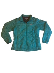 Patagonia Jacket Womens XL Green / Teal Nano Puff Full Zip Quilted Packable - Picture 1 of 5