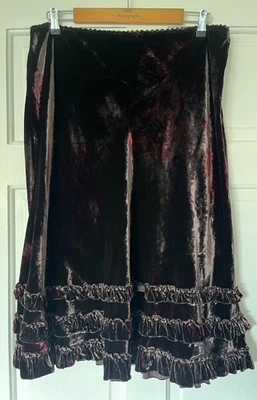 Stunning Velvet Skirt In A Deep Chocolate Brown Mix by Monsoon UK 16 VGC - Image 1 of 4