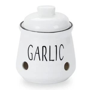 Garlic Keeper with Lid, Ceramic Mini Garlic Container Saver for Countertop, K... - Picture 1 of 8