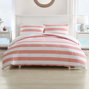 NEW Tommy Bahama Awning Stripe Quilt Cover Set Coral King 3pce - Bild 1 von 3