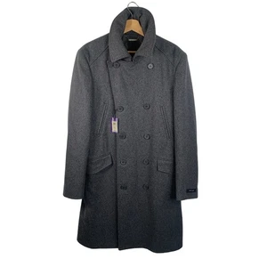Blazer Overcoat Mens Size Medium Grey Wool Blend Smart Double Breasted Jacket - Picture 1 of 14