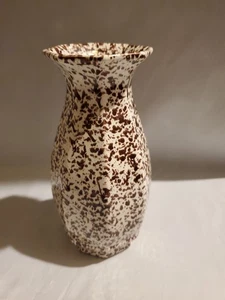 Royal Haeger USA Spatterware ~ Beige w/ Speckled Brown Splash 8" Vase - Imagen 1 de 5
