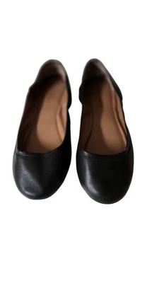 LUCKY BRAND BLACK FLAT BALLET SHOE LEATHER SIZE-11W - Image 1 of 4
