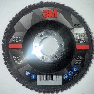 4-1/2 x 7/8 TYPE 27 40 GRIT ABRASIVE FLAP DISC WHEEL 769F 3M 05903 PACK OF 10 - Image 1 of 2