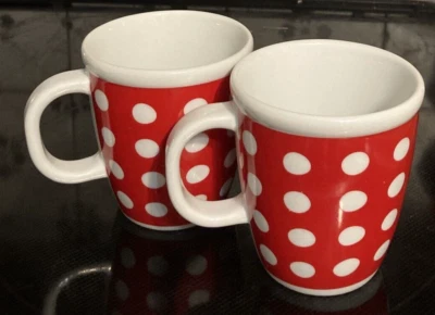 Juego de 2 tazas de café de cerámica BODUM rojo blanco lunares Foto 1 de 4