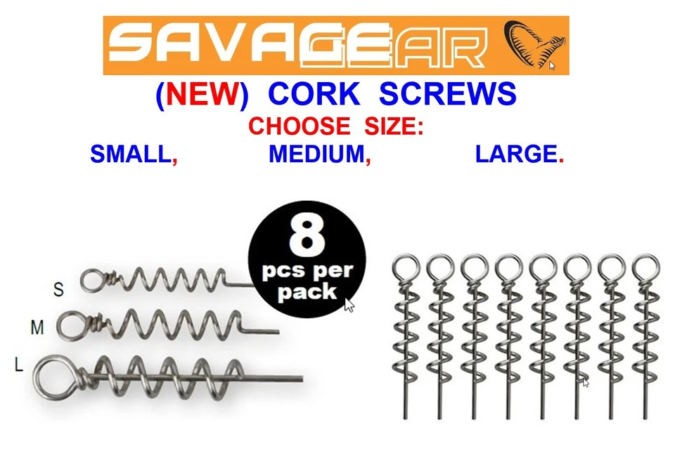 SAVAGE GEAR CORKSCREWS FOR SOFT BAIT CANNIBAL SHAD SANDEEL PREDATOR LURE FISHING - Image 1 of 1