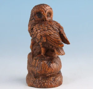 Rare art chinese boxwood owl statue netsuke collection home decoration - Picture 1 of 7