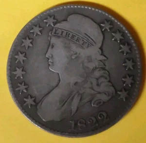 1822 CAPPED BUST SILVER HALF DOLLAR VF DETAILS  BEAUTIFUL COIN FULL LIBERTY  - Picture 1 of 7