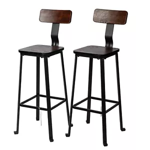 2 Stück Retro Industriedesign Holzhocker Barhocker Küche Cafe Stühle - Bild 1 von 9