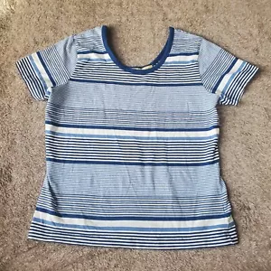 St Johns Bay Blue / White Stripped Short Sleeved T-Shirt Size M - Picture 1 of 2