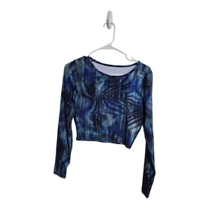 Lululemon Shirt Women 6 Wunder Train Crop FoilShapeshifter Flux Blue Athleisure - Picture 1 of 5