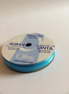 Vtg Offray Light Blue Ribbon; 1/4" Width, 10 Yrd Spool; 100% Polyester; Unused - Picture 1 of 6