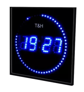 Led Funkuhr Digitale Wanduhr LED Funk Wanduhr Sekunden wie Lauflicht blau - Bild 1 von 1