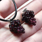 Natural Garnet Stone Bead Crystal Amaranth Grape Pendant Necklace Amulet Healing