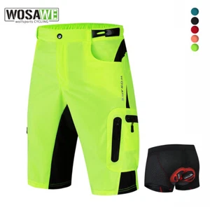 WOSAWE Baggy Cycling Shorts Mountain Bike MTB Short Pants 5D Padded Underwear - Picture 1 of 26