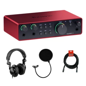 Focusrite Scarlett 2i2 USB-C Audio Interface w/ Headphones, Filter & Cable KIT - Picture 1 of 9