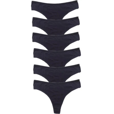 6er-Set Damen Baumwolle Yoga Sport schwarz aktiv Tanga Höschen G String Unterwäsche S ~ 3X - Bild 1 von 4