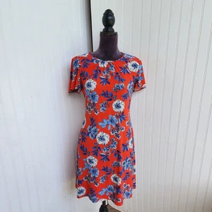 Tommy Hilfiger Damen Kleid orange blau Blumen Flügelärmel Stretch Gr. 2 - Bild 1 von 10