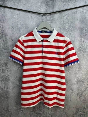Camisa Polo Fred Perry Rayas Blanco/Rojo Clásica Manga Corta Para Hombre Talla Pequeña Foto 1 de 4