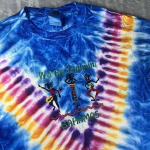 Vintage Bahamas Small Tie Dye Blue Orange Pink Purple WE BE JAMMIN TShirt - Picture 1 of 6
