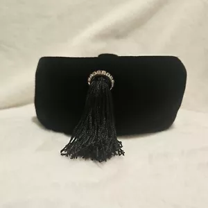 SCHÖNER 60er VINTAGE SCHWARZER SAMTHUT MIT STRASS QUASTE - Bild 1 von 7