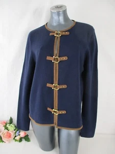 NWT Ralph Lauren Navy Equestrian Cotton Cardigan Sweater Bridal Bit Clasp $169 - Picture 1 of 10