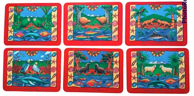 Vintage Place Mats 1963 Jason New Zealand Colorful Animal Prints Cork set of 6 - Image 1 of 4
