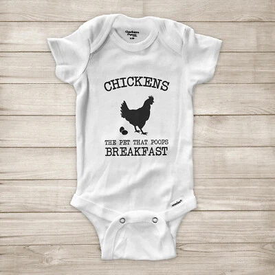 Body infantil bebé huevos divertidos desayuno pollos la mascota que hace caca Foto 1 de 2