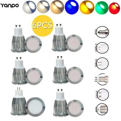6Pcs Led Cob Spotlight 6W 9W 12W Led Dimmable Bulbs Green Purple 120 Degree Beam - Image 1 of 4