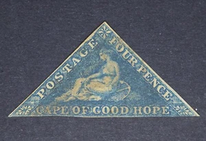 CAPE OF GOOD HOPE SG4a 1853 4d Deep Blue, Lightly Blued Paper, Used - Picture 1 of 2