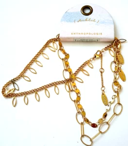 Anthropologie Serefina 14K Gold Plated Triple Strands Ankle Bracelet New - Picture 1 of 5
