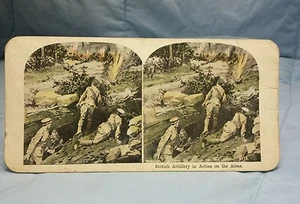 Antique Stereoview Card: Brigish Artillery In Action On The Aisne - Picture 1 of 2