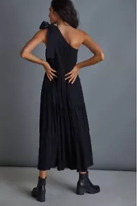 Anthropologie Mare Mare Dress Size S One Shoulder Black Maxi BNWT - Foto 1 di 18